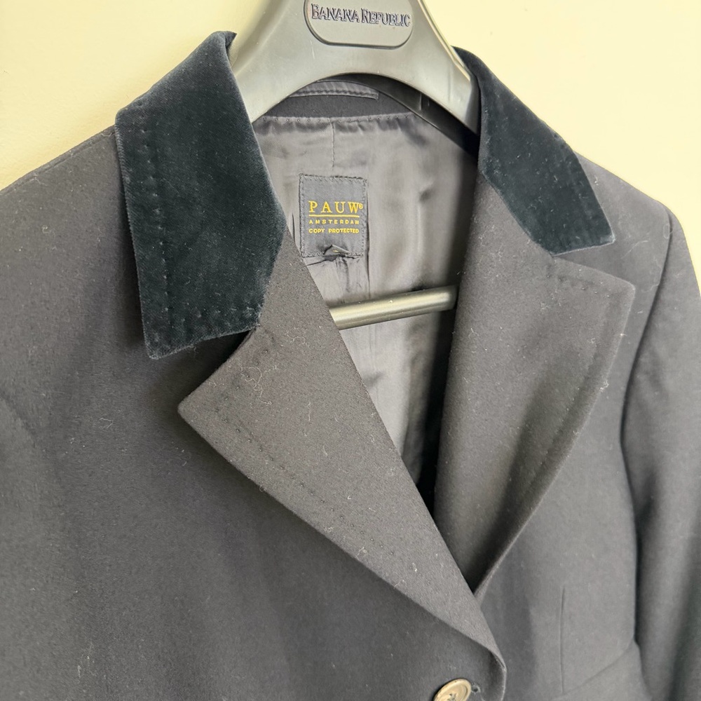 Pauw Amsterdam 100% Virgin Wool Longline Blazer Coat Size 3 (Large), Navy Blue - Picture 4 of 10